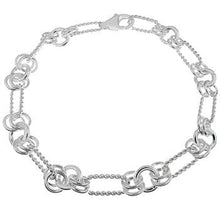 Load image into Gallery viewer, Italian Sterling Silver Fancy Circel and Chain Bracelet