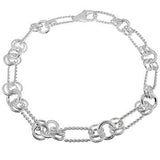 Italian Sterling Silver Fancy Circel and Chain Bracelet