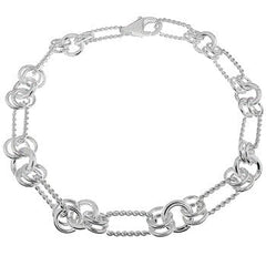 Italian Sterling Silver Fancy Circel and Chain Bracelet