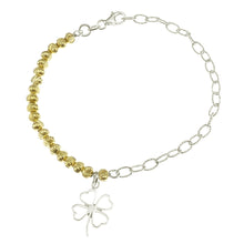 Load image into Gallery viewer, Sterling Silver Four Leaf Clover Two Tone Bracelet