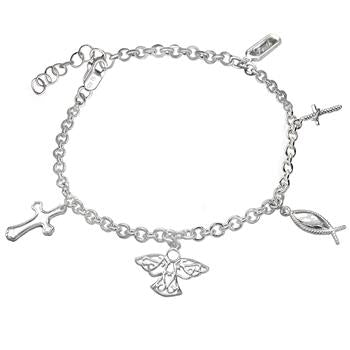 Sterling Silver Religious Charm Bracelet