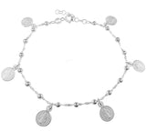 Sterling Silver Saint Benedict Medal Charm Bracelet Width-8mm, Length-7+1inch