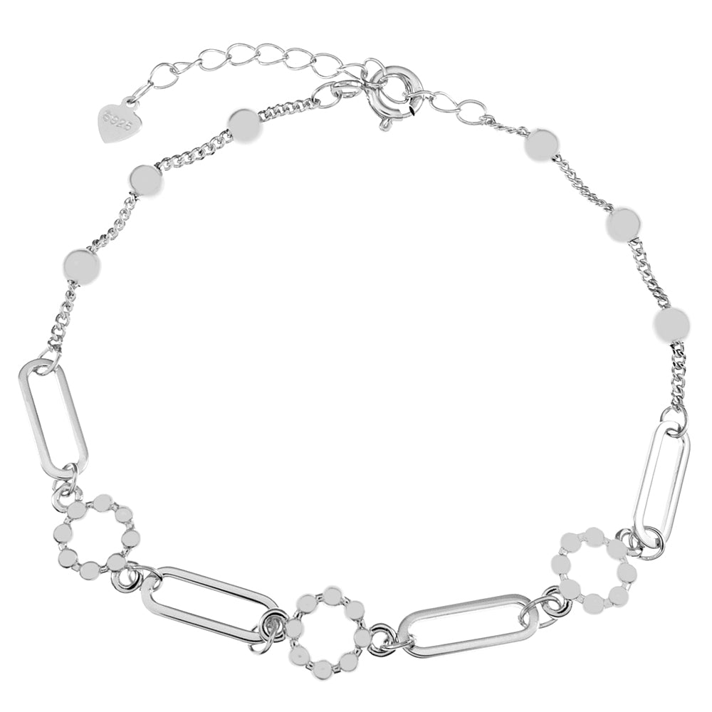 Sterling Silver Rhodium Unique Girl Bracelet Length-6+1inch