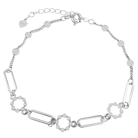 Sterling Silver Rhodium Unique Girl Bracelet Length-6+1inch