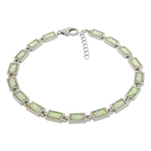 Load image into Gallery viewer, Sterling Silver Simulated White Opal Bracelet