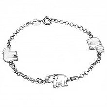 Load image into Gallery viewer, Italian Sterling Silver Stylish Rolo Chain 3 Elephant Bracelet with Bracelet Length of 7  and Springring Clasp