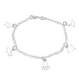 Italian Sterling Silver Seaside Charms Bracelet And Length 7 inch