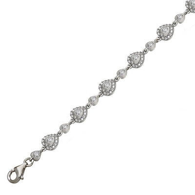 Sterling Silver Cubic Zirconia Heart Bracelet