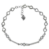 Sterling Silver Hearts With CZ Rhodium BraceletAnd Weight 5.4gramAnd Length 7.5 inchesAnd Width 5mm