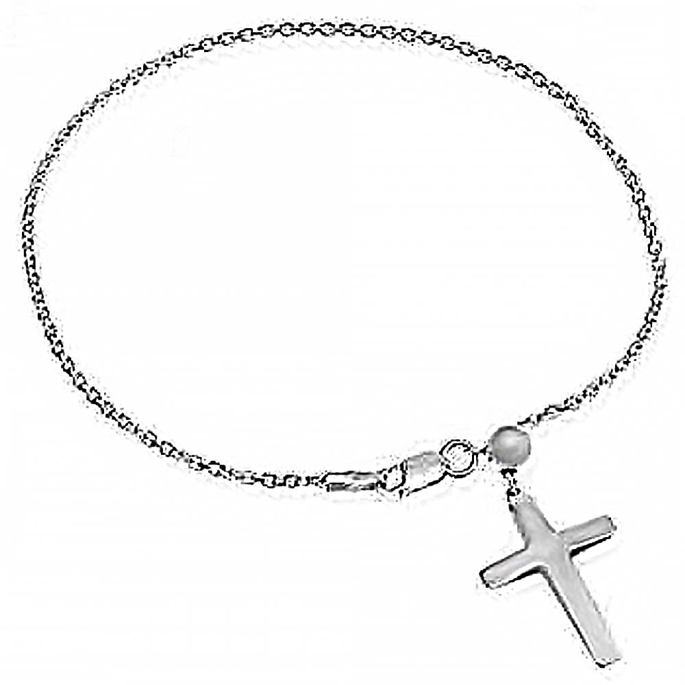 Sterling Silver Fashionable Cross Bracelet with Bracelet Length of 7 And Extension of 1  and Lobster Claw Clasp