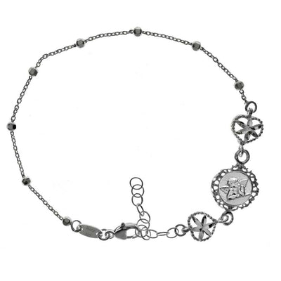 Italian Sterling Silver Fancy Angel Bracelet with BeadsAnd Bracelet Length of 7  Plus Extension of 1  and Lobster Claw Closure