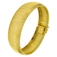 Load image into Gallery viewer, Sterling Silver Italian Dome Diamond Cut Cleopatra Gold Plated Bangle Bracelet