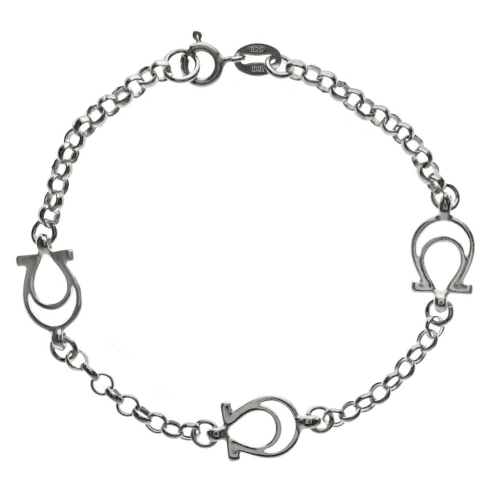 Sterling Silver Italian Rolo With Horse Shoe Bracelet