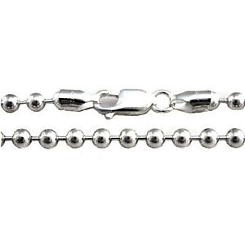 Sterling Silver Italian Bead 400-4mm Chain with Lobster Clasp Closure