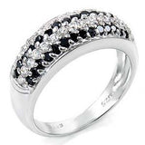 Sterling Silver Cubic Zirconia Black And Clear CZ Ladies Ring