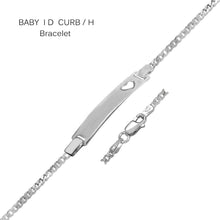Load image into Gallery viewer, Italian Sterling Silver Curb 6mm ID With Heart Baby Bracelet
