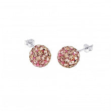 Load image into Gallery viewer, Sterling Silver Pink Crystal Ball Stud Earrings