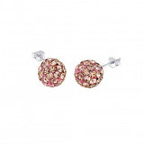 Sterling Silver Pink Crystal Ball Stud Earrings