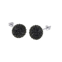 Load image into Gallery viewer, Sterling Silver Black Crystal Ball Earrings with Ball Diameter of 6MM