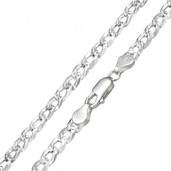 Italian Sterling Silver Super Flat Curb 160-6MM D/C Chain and Bracelet