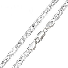 Italian Sterling Silver Super Flat Curb 160-6MM D/C Chain and Bracelet