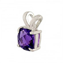 Load image into Gallery viewer, Sterling SilverCushion-Cut Amethyst Cubic Zirconia PendantAnd Width 8 mm