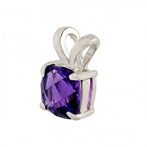 Sterling SilverCushion-Cut Amethyst Cubic Zirconia PendantAnd Width 8 mm