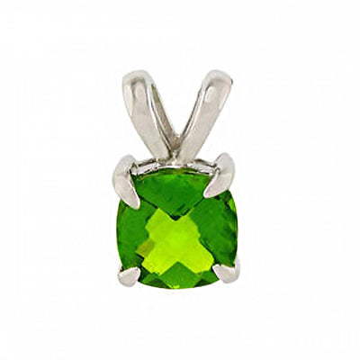 Sterling Silver Cushion Cut Green Cubic Zirconia PendantAnd Width 8 mm