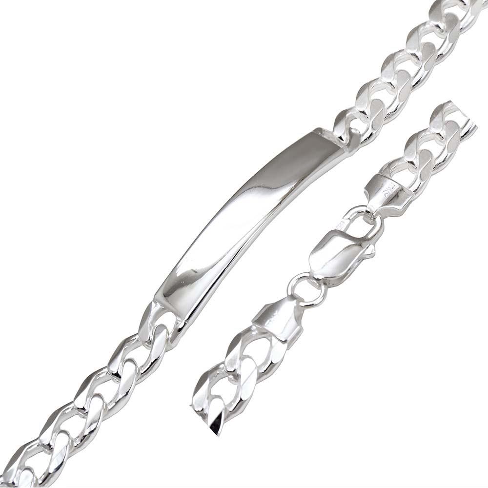 Sterling Silver Italian Curb 220-9MM ID Bracelet with Lobster Clasp Closure