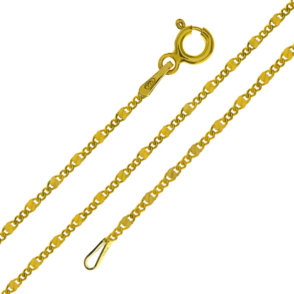 Sterling Silver Italian Fancy Curb Gold Plated Chain