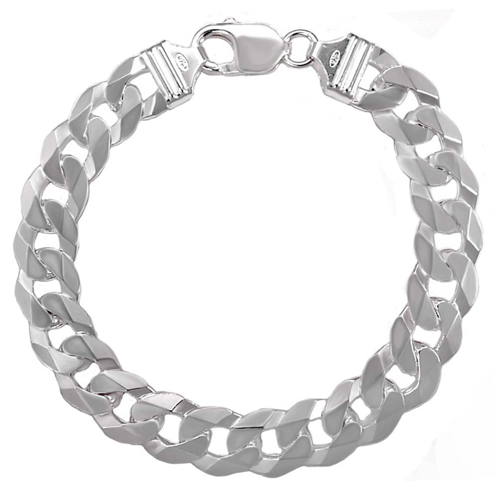 ItalianSterling Silver  9mm Curb Bracelet And Width 10 mm