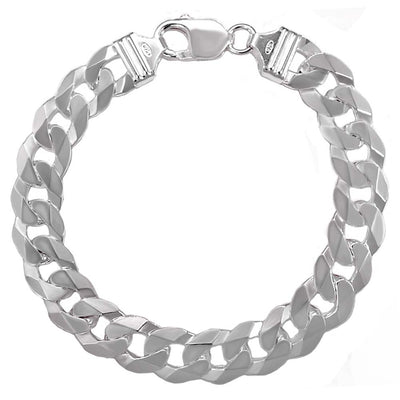 Italian Sterling Silver Curb Chain 300 - 11.5 mm with Lobster Clasp Closure