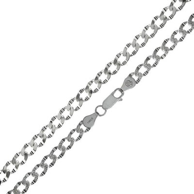 Sterling Silver 5mm Deck Pave Chain - silverdepot