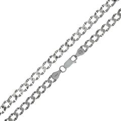 Sterling Silver Curb Deck Pave 140-6mm Chain