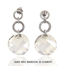 Load image into Gallery viewer, Sterling Silver Open Circle Swarovski Shaped Italian Earrings