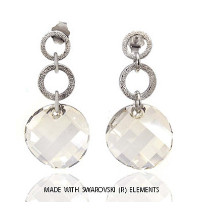 Sterling Silver Open Circle Swarovski Shaped Italian Earrings