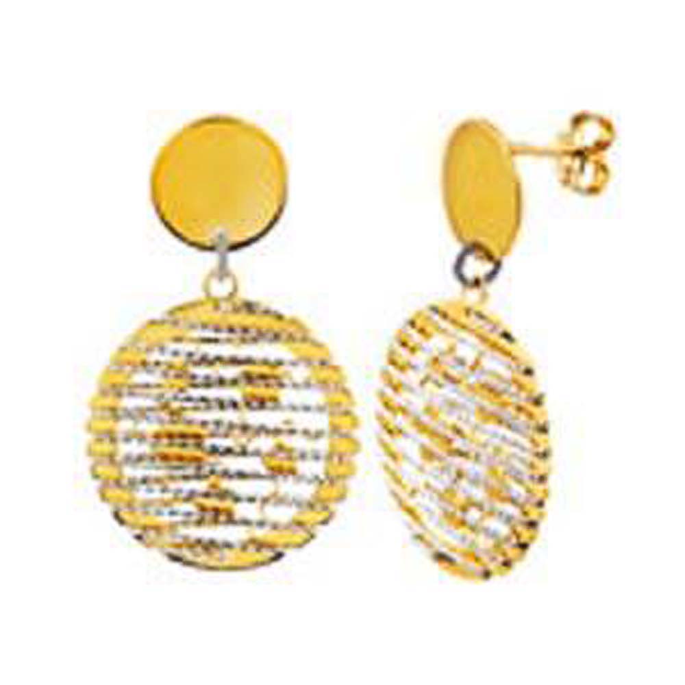Sterling Silver 14k Gold Plated Italian Circle Earrings with Earring Dimension of 22.86MMx38.1MM