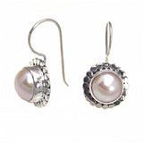 Sterling Silver Round Shape Pink MabePearl Bali Earrings