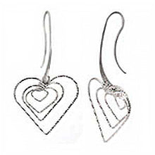 Load image into Gallery viewer, Italian Sterling Silver Rhodium Plated Heart Shape 3D Earrings with Earrings Dimension of 32.51MMx55.88MM