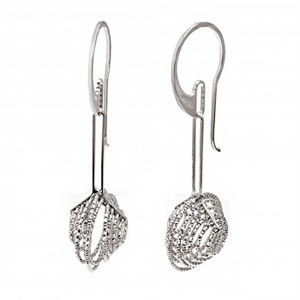 Italian Sterling Silver Rhodium Plated Round Circle Shape 3D Earrings with Earring Dimension of 13MMx60.96MM