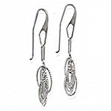 Load image into Gallery viewer, Italian Sterling Silver Rhodium Plated Oval Shape 3D Earrings with Earring Dimension of 13MMx68.58MM