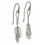 Italian Sterling Silver Rhodium Plated Oval Shape 3D Earrings with Earring Dimension of 13MMx68.58MM