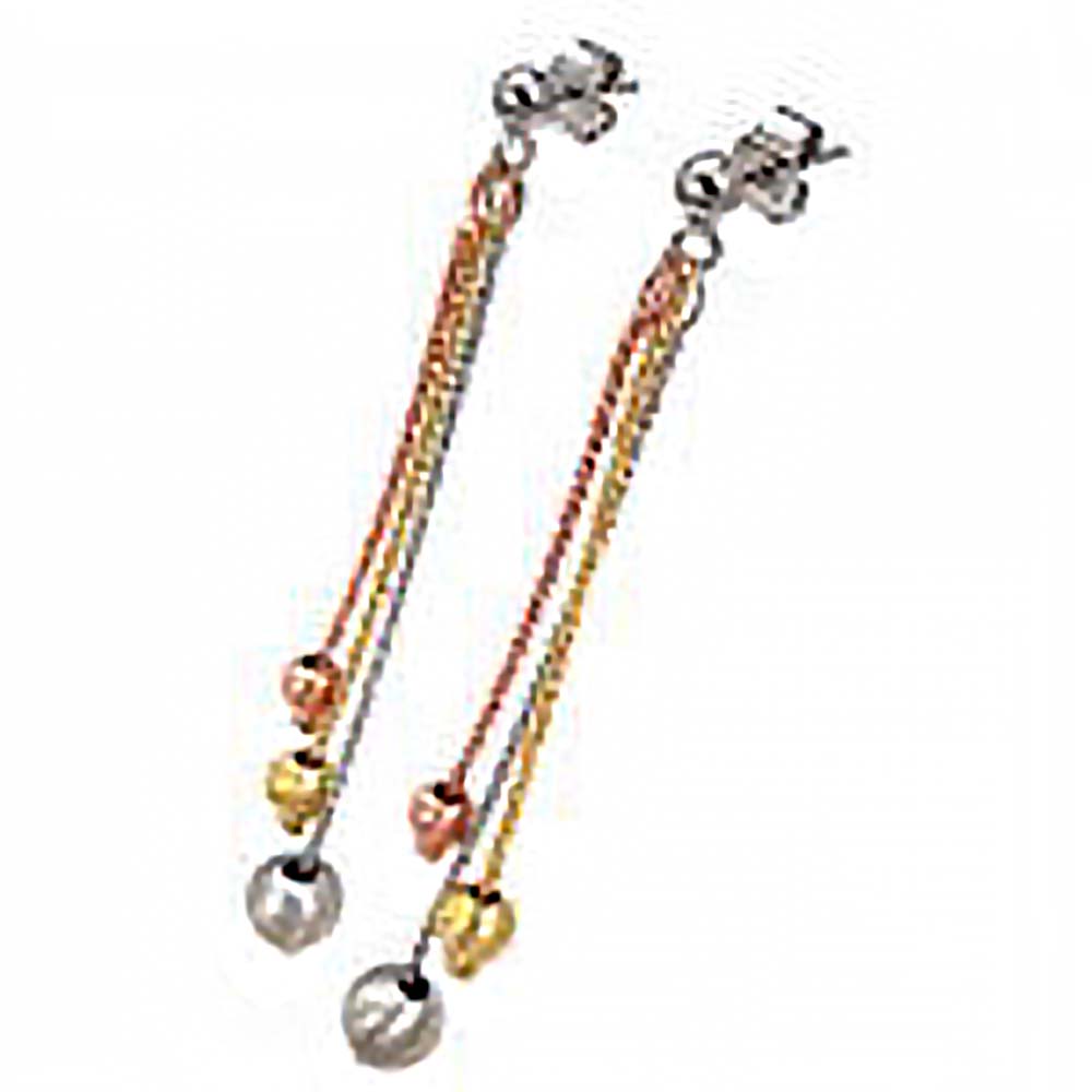 Sterling Silver 3 Tone Italian Margherita Chain with Santin Balls EarringsAnd Earring Dimension of 8MMx73.02MM