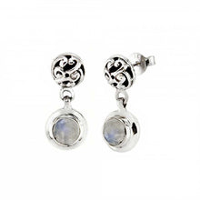 Load image into Gallery viewer, Sterling Silver Moonstone Oxidized EarringsAnd Diameter 8 mm