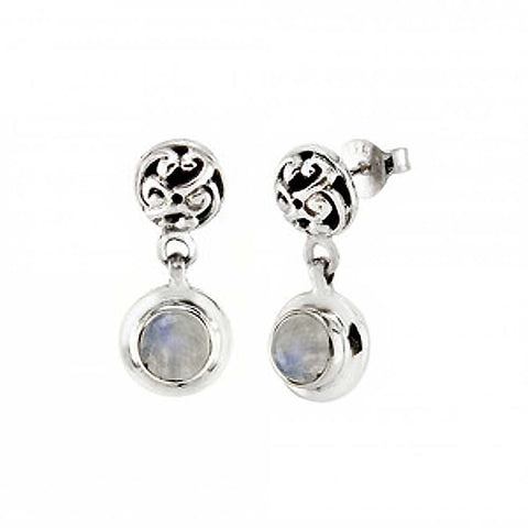 Sterling Silver Moonstone Oxidized EarringsAnd Diameter 8 mm