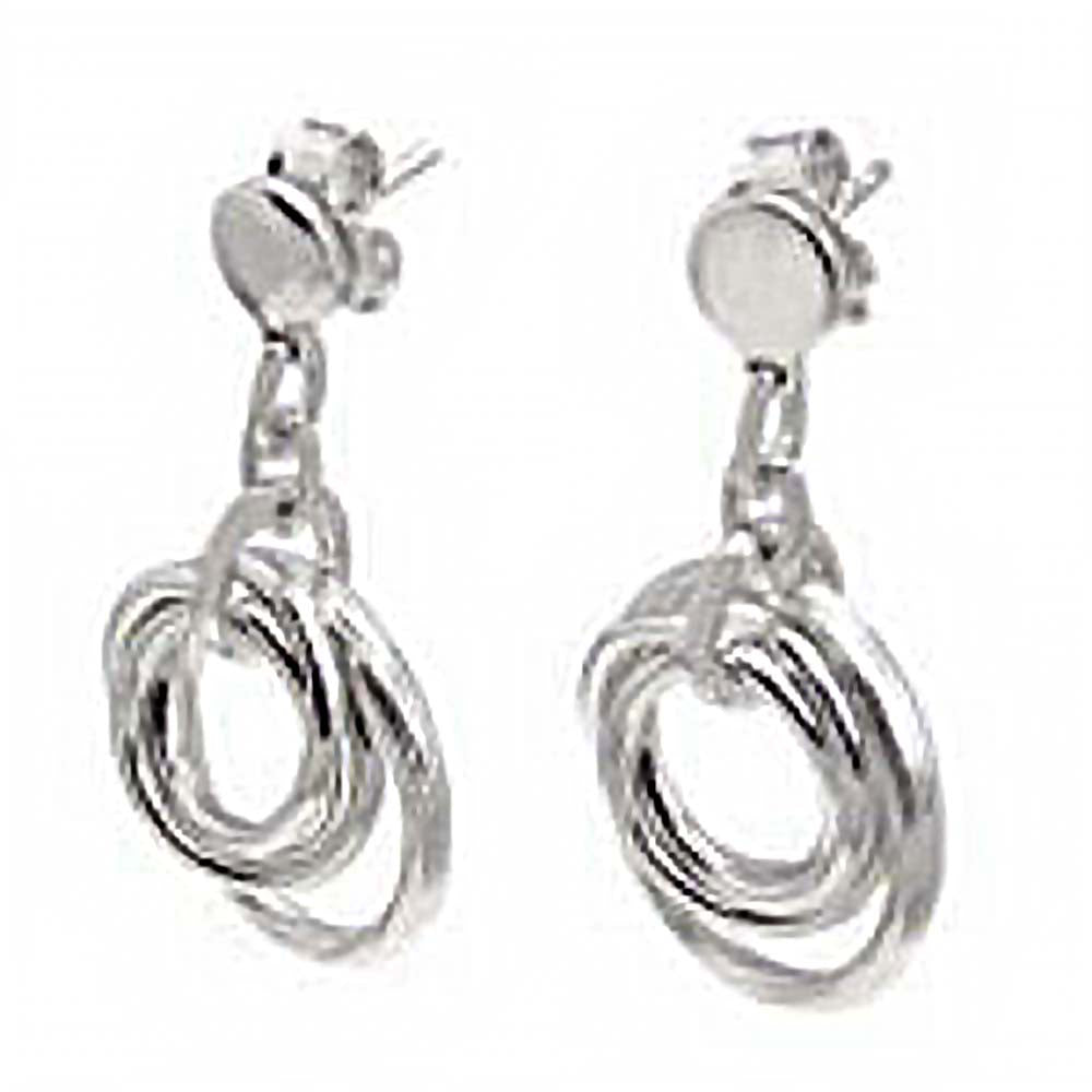 Sterling Silver Diamond Cut Circle Dangling Earrings with Earring Dimension of 19.05MMx31.75MM