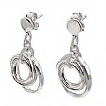 Load image into Gallery viewer, Sterling Silver Diamond Cut Circle Dangling Earrings with Earring Dimension of 19.05MMx31.75MM