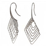 Sterling Silver Diamond Shape 3D Rhodium Italian Earrings