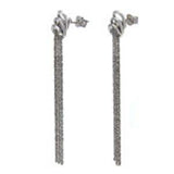 Italian Sterling Silver Diamond-Cut Rhodium Plated Roc Chain Earrings with Earring Dimension of 9MMx69.85MM