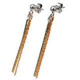 Italian Sterling Silver Diamond-Cut Tri Color Roc Chain Earrings with Earring Dimension of 5MMx57.15MM